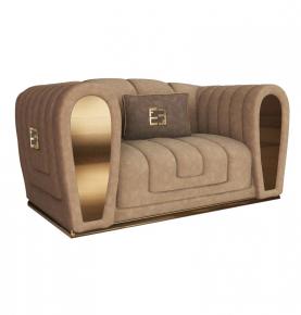 High End Contemporary Italian Designer Quilted Suede Fabric Armchair