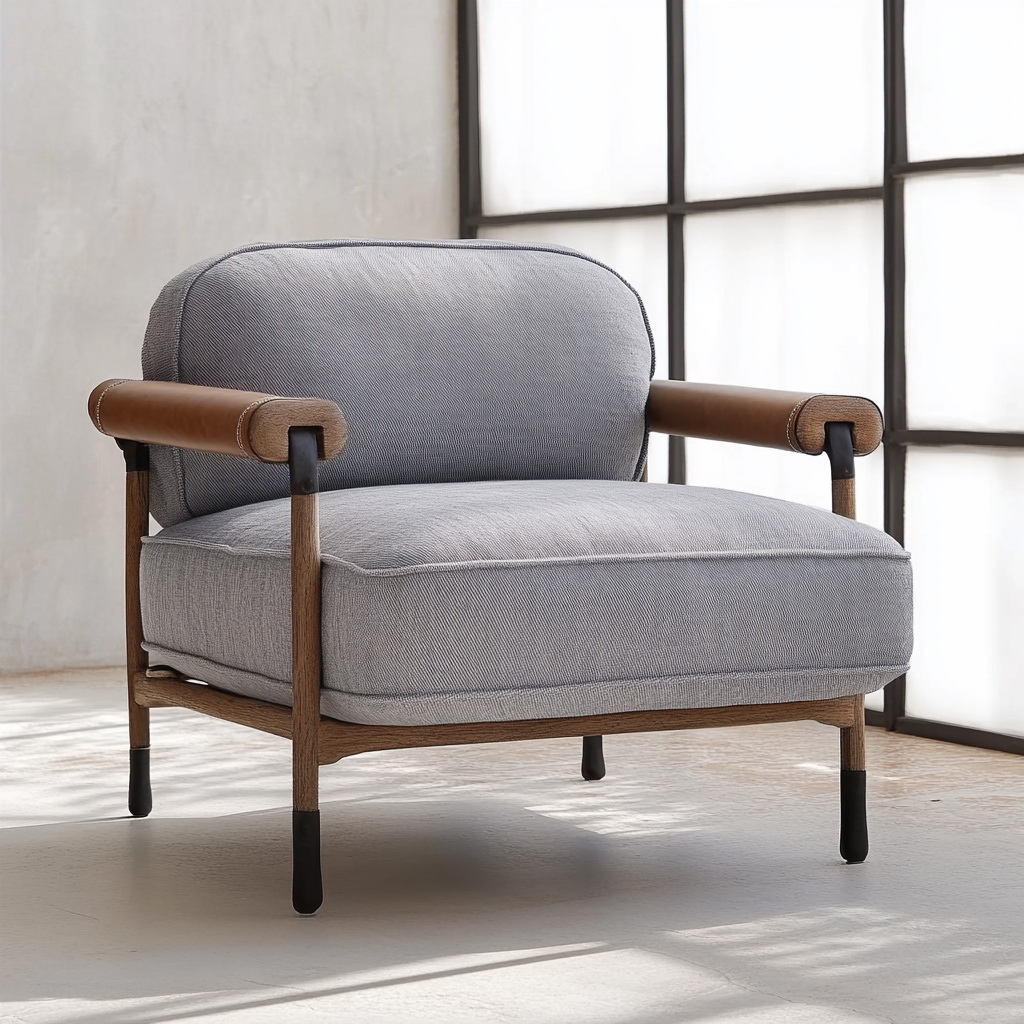 MTC0087 Matoezzi ITALIA lounge chair with solid walnut woood
