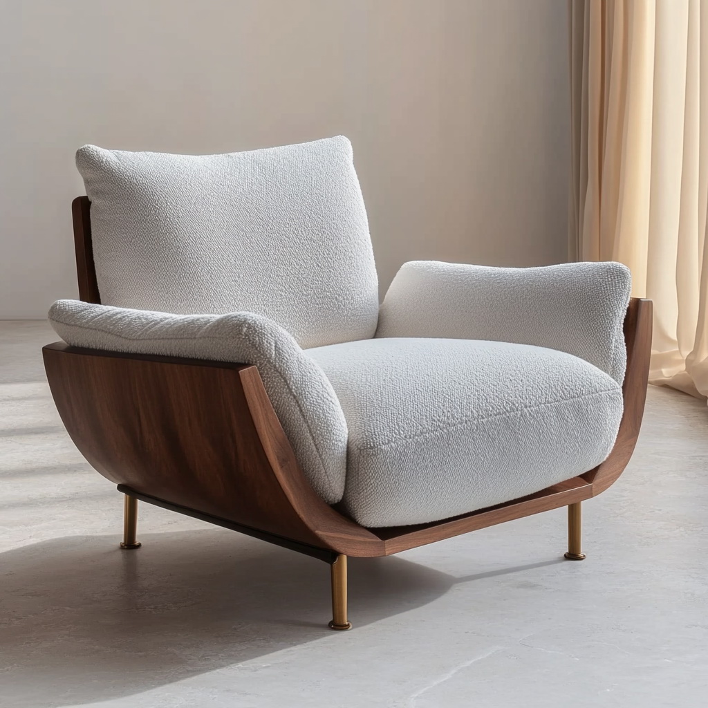 MTC0129 Matoezzi ITALIA lounge chair with solid walnut woood