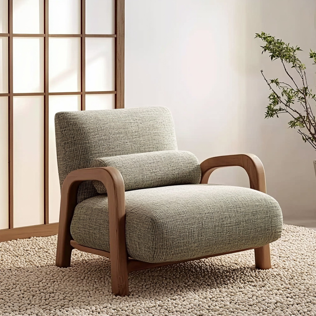 MTC0166 Matoezzi ITALIA lounge chair with solid walnut woood