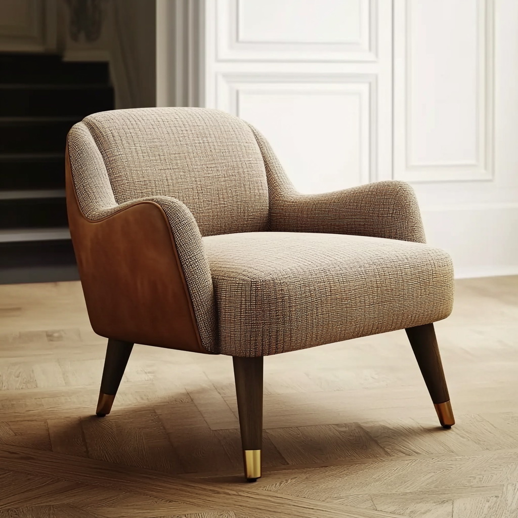 MTC0181 Matoezzi ITALIA lounge chair with solid walnut woood